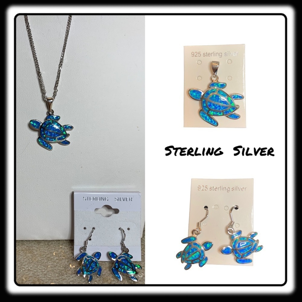 NWT Sterling Silver Sea Turtles necklace pendant & earrings 💕💕 new line💕💕